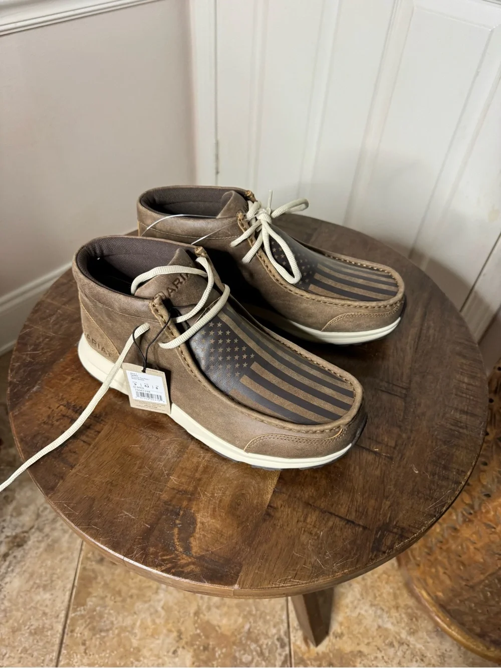 Ariat Brown Chukka Boots with Flag Print